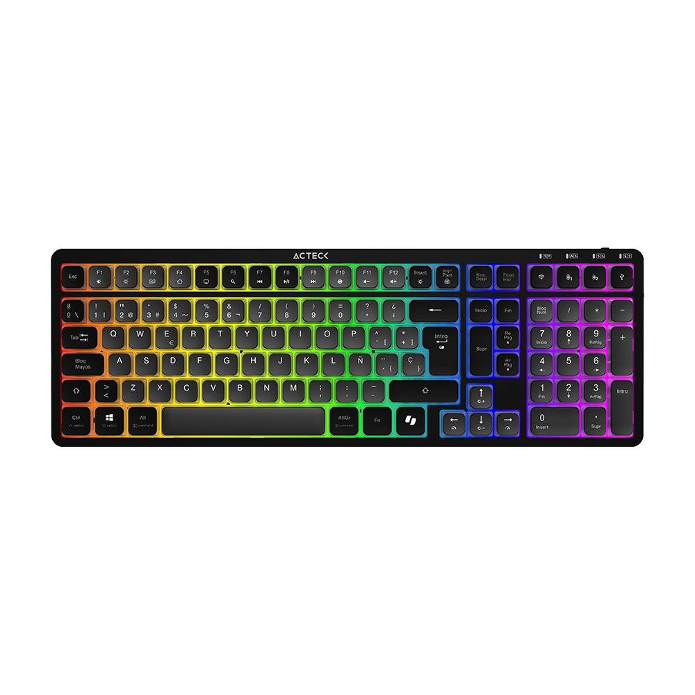 Teclado Inalámbrico RGB Techno PRO TI790 Acteck Elite Series Iluminación RGB - Teclado Multidispositivo Inalámbrico, Dongle 2.4Mhz, Bluetooth Teclado Inalámbrico RGB Techno PRO TI790 Acteck Elite Series Iluminación RGB - Teclado Multidispositivo Inalámbrico, Dongle 2.4Mhz, Bluetooth